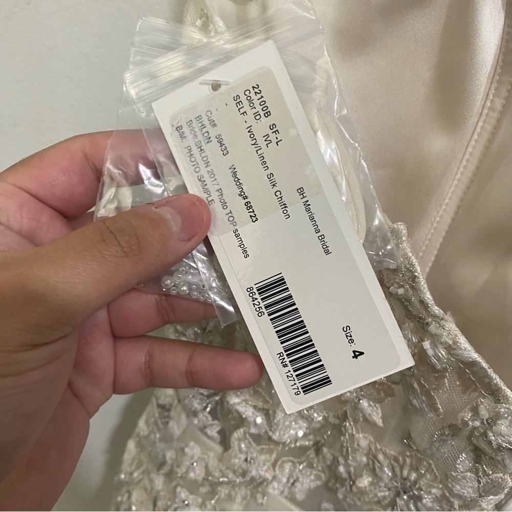 BHLDN Jenny Yoo Marianna Gown Strapless Silk‎ Ivory Chiffon Floral Size 4 - Picture 10 of 11